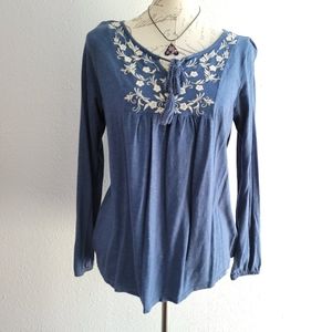 SONOMA Blue Boho Top